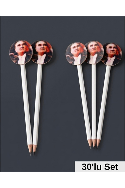 Keçebahçesi Kayseri Atatürklü Keçe Kalem Başlığı ve Kurşun Kalem Seti - 23 Ni...