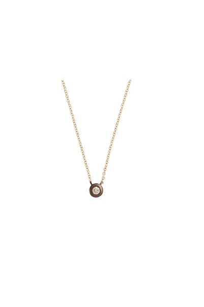 PETIT-ATELlER Bronze Enamel Round Bezel Pendant Necklace Gold Chain Female Cl...