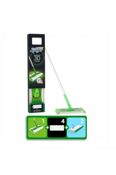 Swiffer Kit de curățare 3D Clean Mop + 4 lavete uscate + 2 lavete umede