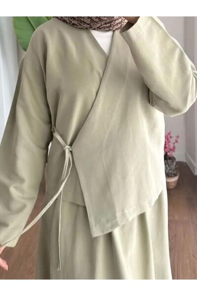 Hilfer moda Yandan bağmalı takım etek