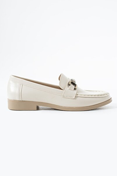 Siena Shoes Solvian Kadın Toka Detaylı Loafer Bej