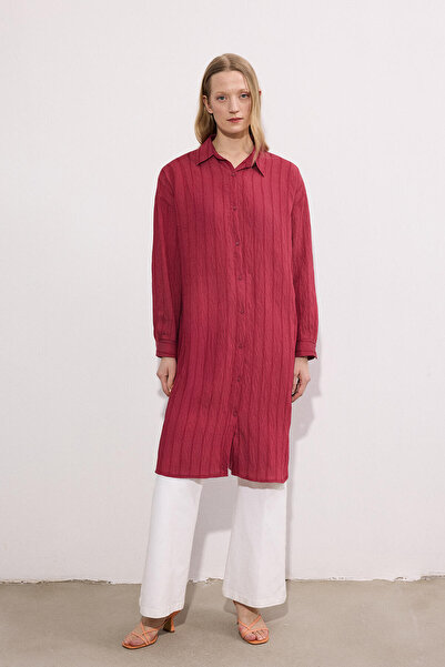 Touché Privé Natural Textured Self-Patterned Maxi Shirt