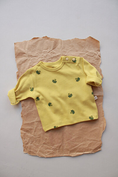 Oh La La Koala For Little Ones Broccoli Printed Button Detailed Baby Top