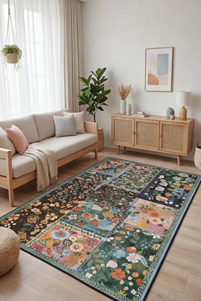 Dally Home Dijital Kaymaz Baskılı Yıkanabilir Salon Halısı Mutfak Halısı Yolluk