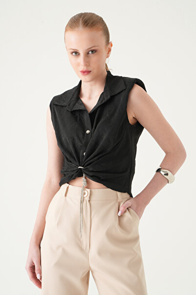 Rays Cămașă neagră cu mâneci zero și șireturi 251166