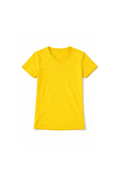 Narnuga Young Girl's V-Neck T-Shirt Model - Yellow