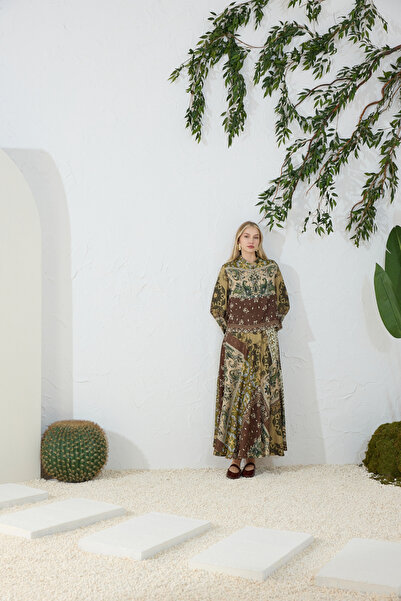 Aker Haki Desenli Kloş Etek