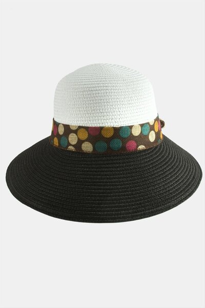 ZERO LAND ZENGEMTX Ψάθινο καπέλο με φιόγκο και σχέδιο στίγματα (173838) - Ροζ