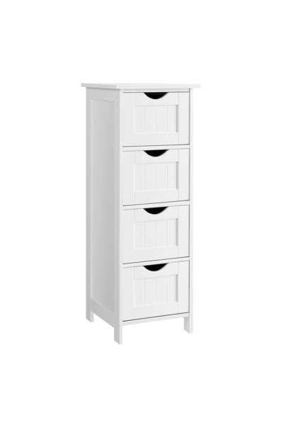 SONGMICS Bathroom Cabinet, 4 Drawers, MDF, White, 30 x 30 x 82 cm