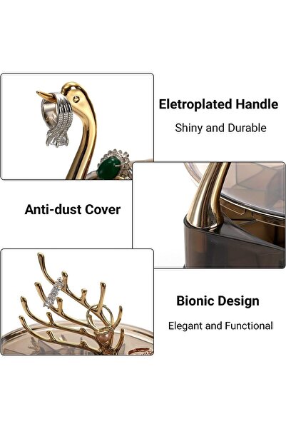 PLATU Antlers Jewelry Display Stand, Jewelry Organizer Box, Clear Swan Earrin...