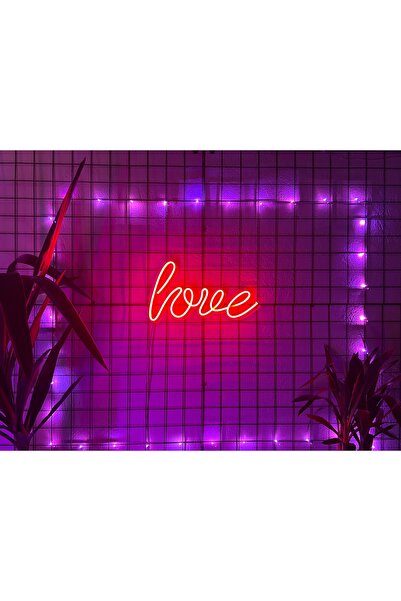 Love Yazı Neon Dekoratif Duvar Aydınlatması Love El Yazısı Neon Duvar Dekorasyonu/Neon Led Işık