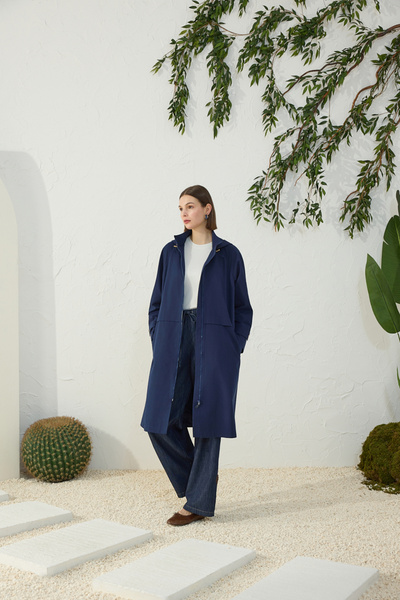 Aker Navy Blue Hooded Raincoat