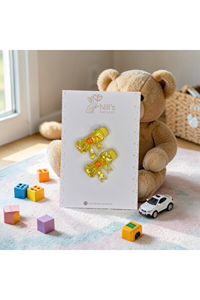 Nills Baby & Kids Işıltılı Fiyonk Figürlü Pens Toka - Sarı 2’li