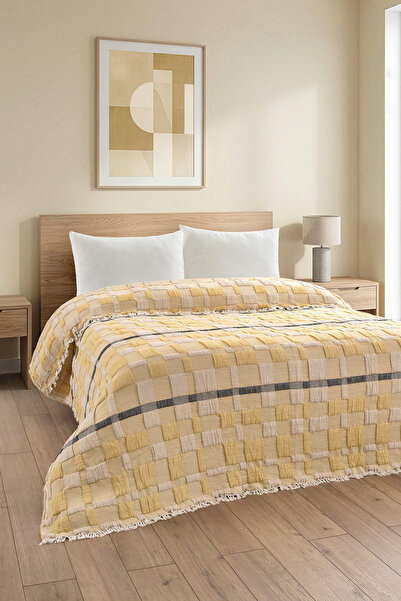 Denizli Concept Cuvertură de pat/pătură dublă din muselină în carouri