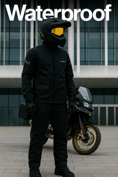 Motobros معطف واق من المطر للدراجات النارية باللون الأسود من AquaShild، معطف ...