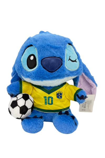 OEM Jucărie de Plus Stitch Fotbalist 23 cm, Tricou Galben, cu Minge