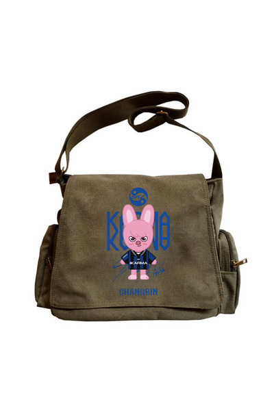 Toum Μαύρη τσάντα αγγελιαφόρου Unisex με τυπωμένη σειρά Kpop Stray Kids