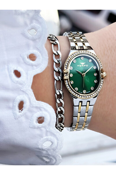 FERRO Yellow and Silver Steel Cord Women's Wristwatch Fl21645A-D6 3Atm Water ...