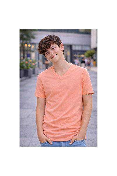 Narnuga Young Boy's V-Neck T-Shirt Model - Powder Pink