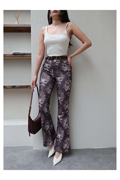 ESRAHELVACI Pantaloni evazați cu imprimeu floral