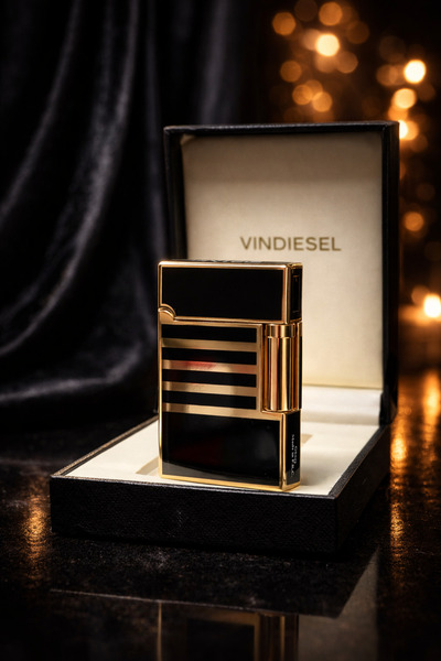 Vindiesel Orijinal Gazlı Çakmak Gold Detaylı Siyah Şık Tasarım Premium Kalite