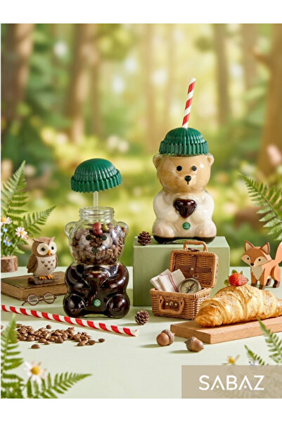 SABAZ Teddy Bear Cup - Glass Barista Cold Drink Cup