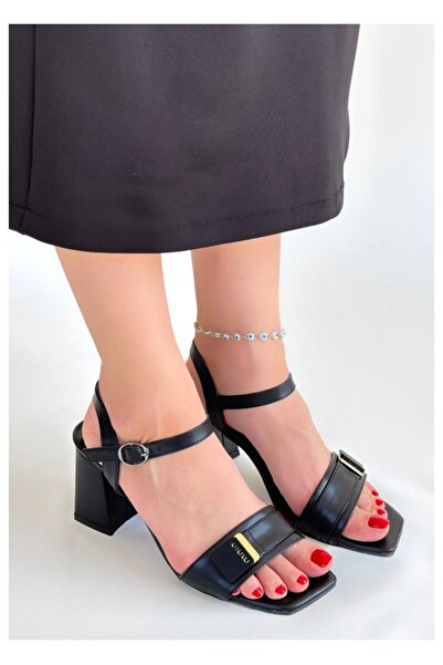 Zerenyus حذاء روتى أسود بكعب سميك