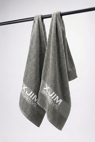 XJIM 2-Pack 100% Cotton Gray Sports Athlete Towel Fitness Training Gym Golf B...