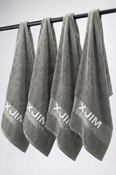 XJIM 4-Pack 100% Cotton Gray Sports Towel 30X100 Fitness Training Gym Golf Bo...