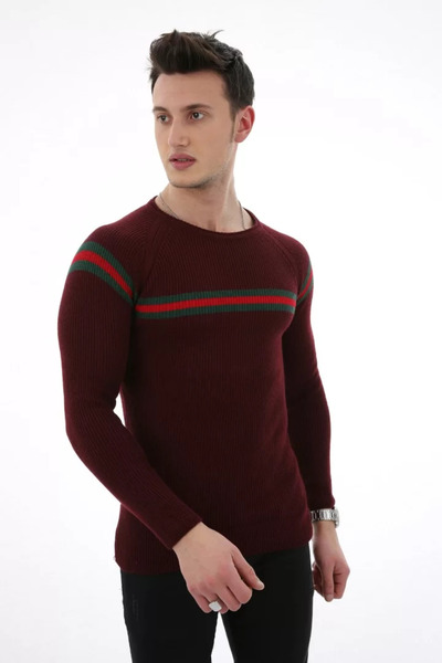 MORADO SE SIENTE PERFECTO Striped Patterned Thick Winter Men's Casual Knit Sw...