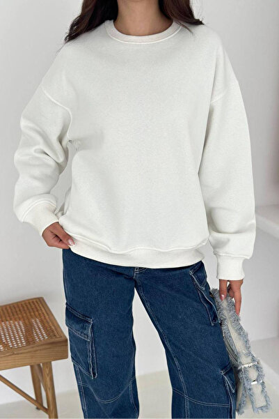 Noa&Noa Basic Sweat with Side Pockets - Ecru Ekru