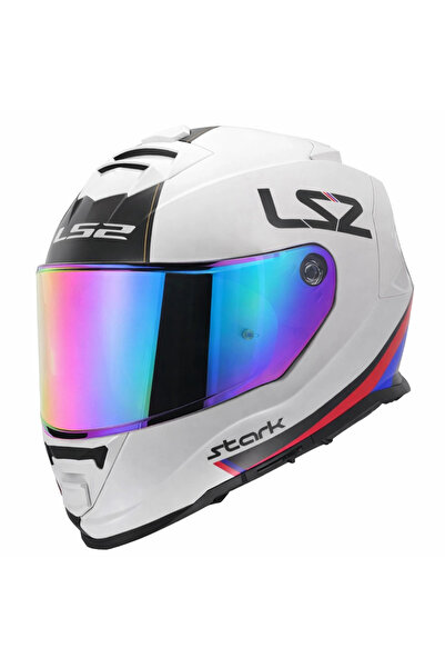 LS2 STORM 2 STARK BEYAZ-KIRMIZI-MAVİ-SARI KASK (GÖKKUŞAĞI VİZÖR)