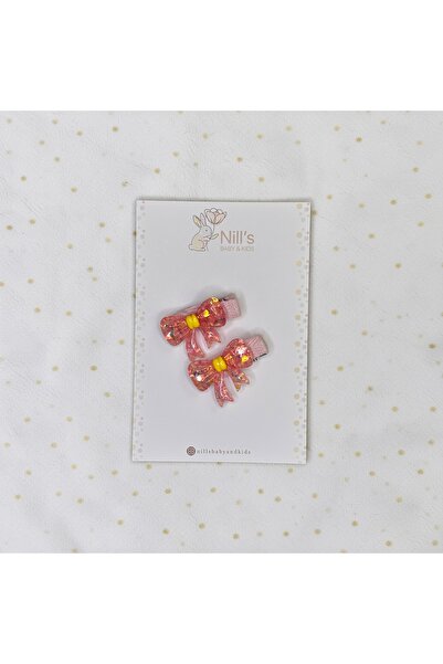 Nills Baby & Kids Işıltılı Fiyonk Figürlü Pens Toka - Pembe 2’li