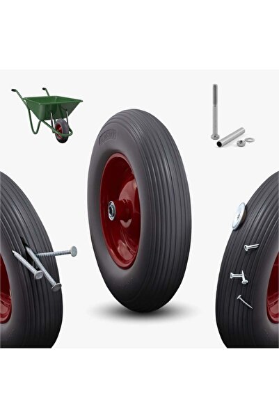arebos PU Wheelbarrow Wheel Made of Solid Rubber with Axle