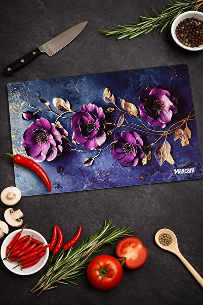 maxcam Glass Cutting Board, Cutting Board with Oval Edges, Antibacterial, Pre...