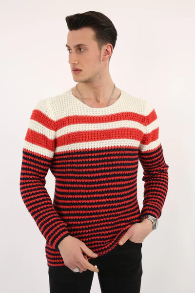 MORADO SE SIENTE PERFECTO Patterned O-Neck Thick Men's Casual Knit Sweater