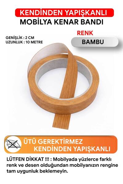 FixCaps Mobiya Kenar Bandı,Kendinden Yapışkanlı . BAMBU ,Dekoratif Şerit 2cmx...