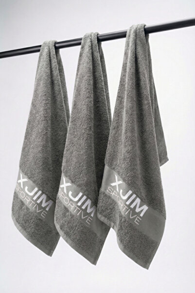 XJIM 3-Pack 100% Cotton Gray Sports Towel Fitness Training Gym Golf Boxing To...