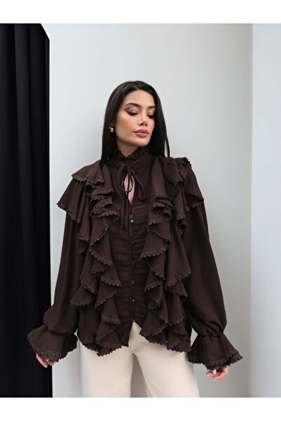 ESRAHELVACI Collar Sleeve Ruffle Shirt