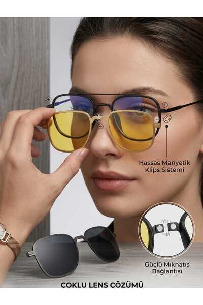 Glare Clip-On Blue Light Protection Driver's Glasses with Sunglasses