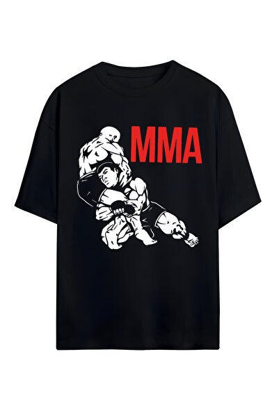 STİL-X Tricou oversize unisex cu imprimeu MMA, 100% bumbac