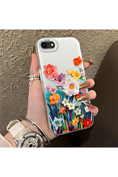 Hontinga iPhone 8 Compatible Silicone Edge Hard Back Anti-Fall Phone Case Flo...