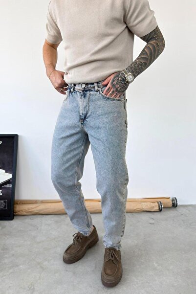 HAFKAGİYİM Antique Ice Blue Basic Boyfriend Pants