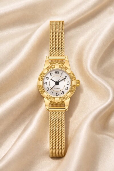 İnogge Women's Minimal Round Straw Cord Gold Women's Wristwatch Elegant & Sty...