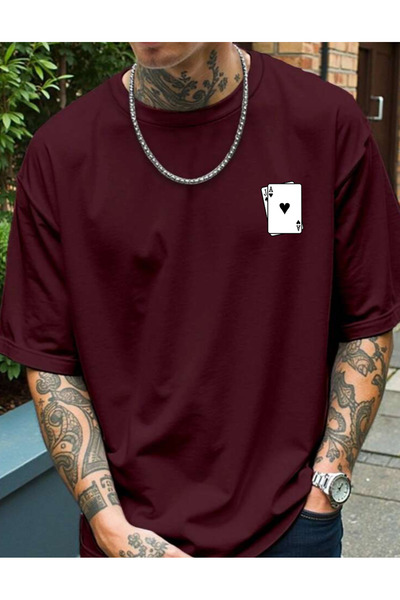 SUNFREE قميص ISKAMBİL مطبوع بأكمام قصيرة وياقة دائرية واسعة الحجم