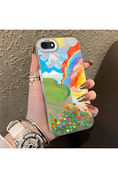 Hontinga iPhone 8 Compatible Silicone Edge Hard Back Anti-Fall Phone Case Rai...