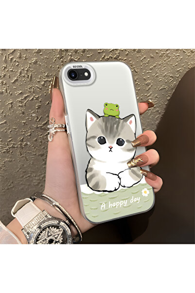 Hontinga iPhone 8 Compatible Silicone Edge Hard Back Anti-Fall Phone Case Cat...