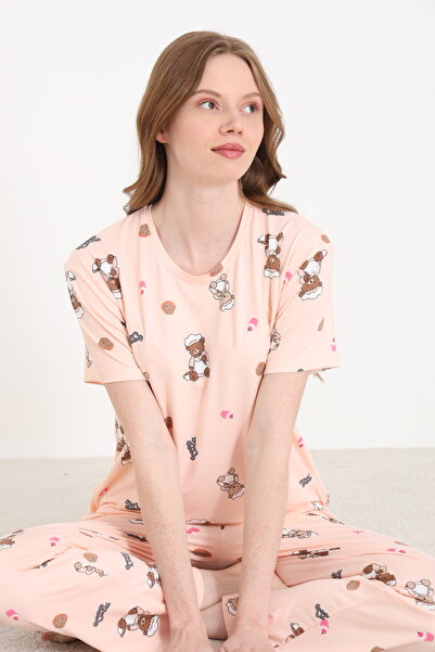 ELİTOL Bamboo Knitted Patterned Women's Pajama Set