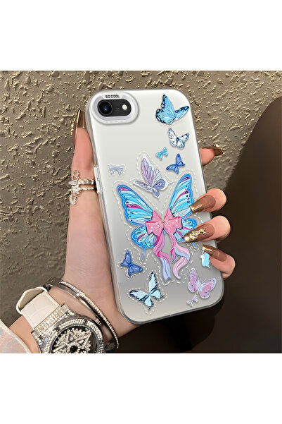 Hontinga iPhone 8 Compatible Silicone Edge Hard Back Anti-Fall Phone Case Blu...