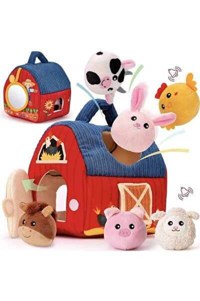 sallma Interactive soft plush farm sorting game with rattling animals for bab...